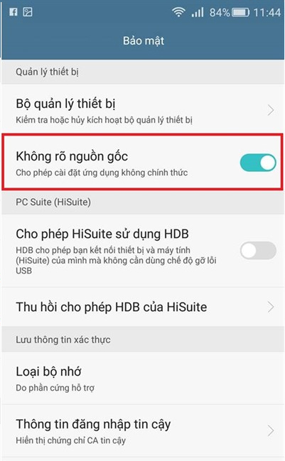 Thêm ứng dụng không rõ nguồn gốc