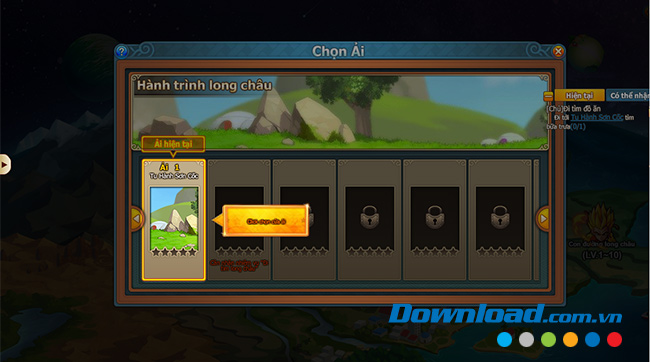 Chọn ải làm nhiệm vụ trong  7 Viên Ngọc Rồng Online