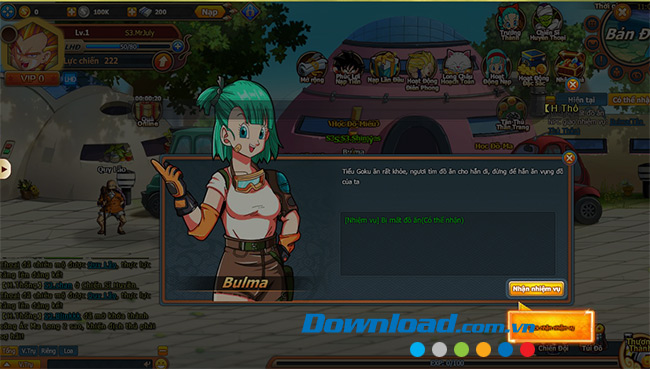 Làm nhiệm vụ trong  7 Viên Ngọc Rồng Online