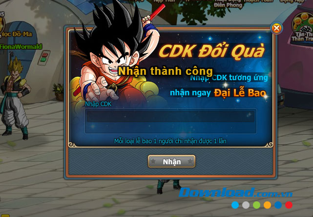 Đổi giftcode thành công