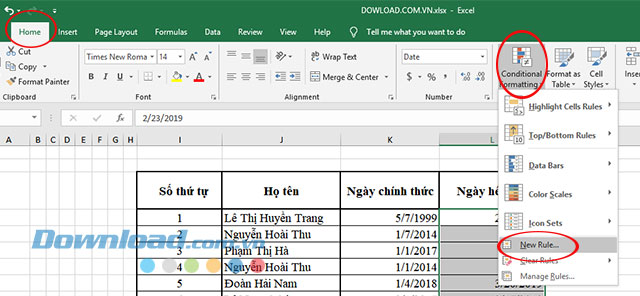 Lựa chọn công cụ thiết lập thông báo