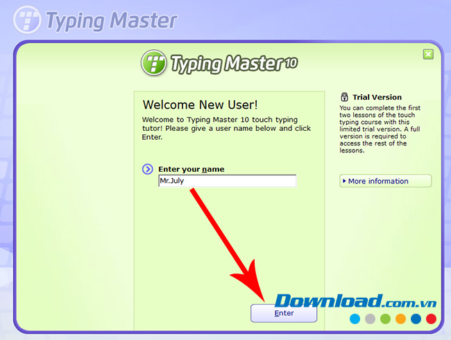 Đặt tên người dùng 
