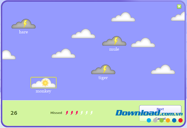 Game Clouds trong Typing Master