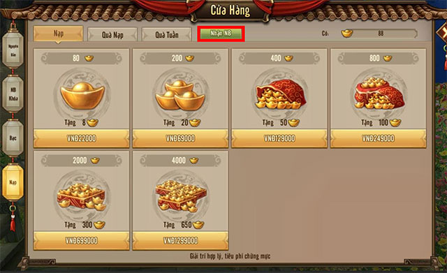 Lựa chọn nạp thẻ game