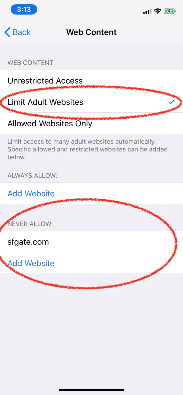 Thêm giới hạn nội dung vào iPhone
