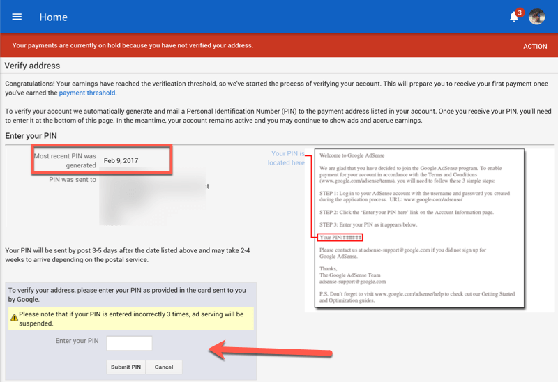 Xác thực tài khoản AdSense
