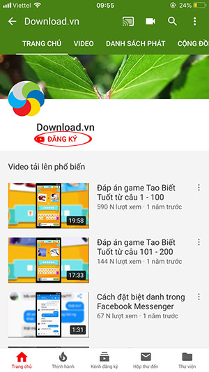 Đăng ký kênh Youtube