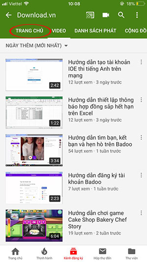 Trang chủ của 1 kênh