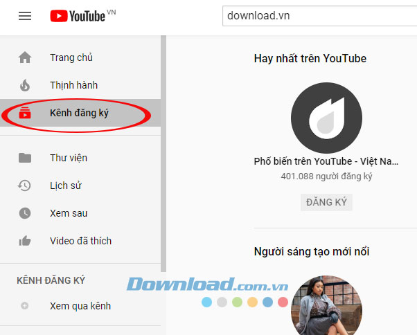 Quản lý kênh Youtube và kênh đề xuất