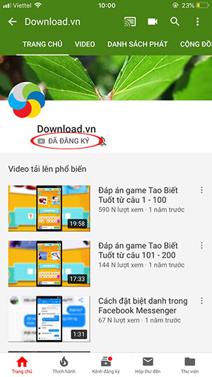 Hủy bỏ đăng ký kênh