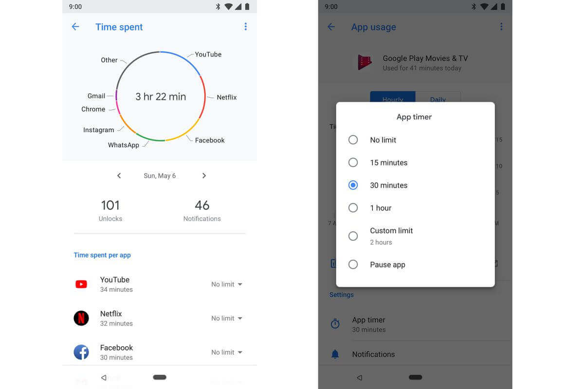 Android 9 Pie Giới hạn thời gian sử dụng ứng dụng