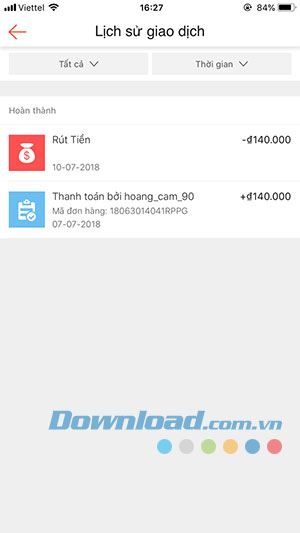 Lịch sử giao dịch