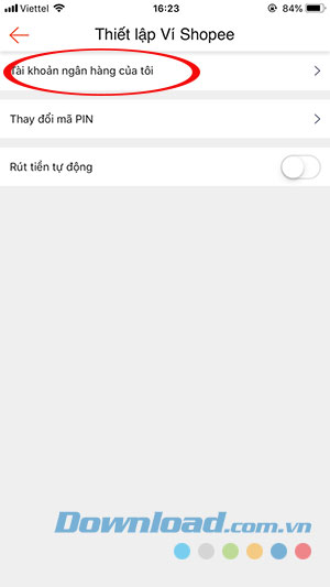 Thiết lập tài khoản ngân hàng