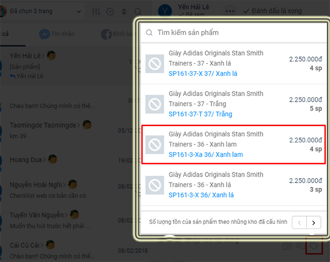 Check kho ngay trong giao diện chat