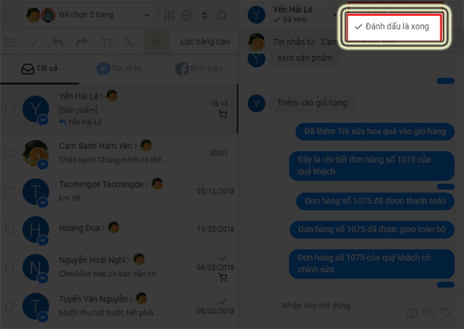 Đánh dấu hội thoại đã xong