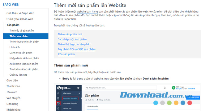 Chi tiết các danh mục