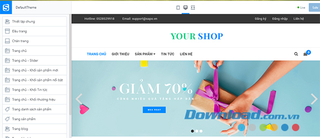 Thiết lập trang bán hàng