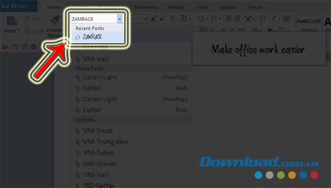 Viết chữ bằng font tải từ Dafont