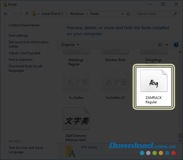Cài đặt font chữ từ DaFont
