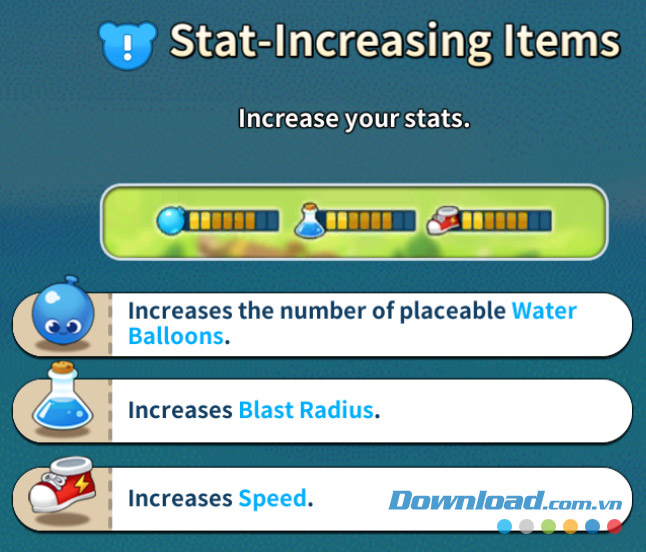 Danh mục các vật phẩm trong game Boom M