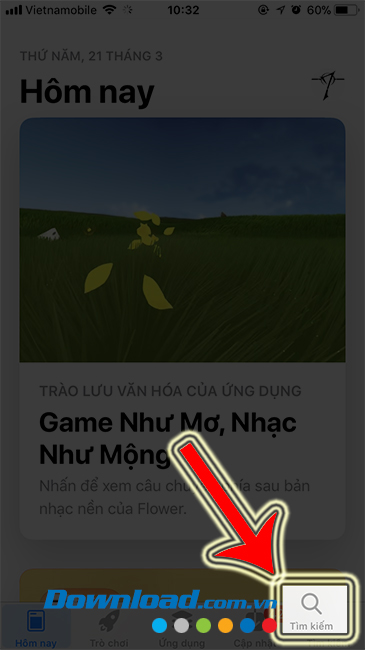 Chọn biểu tượng tìm kiếm