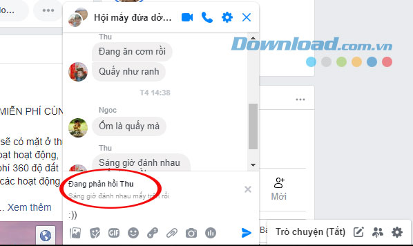 Đang phản hồi tin nhắn cụ thể
