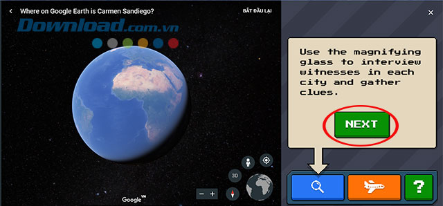 Hướng dẫn chơi game Carmen Sandiego treen Google Earth