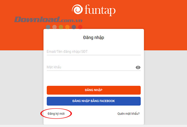 Nhấn chọn đăng ký mới