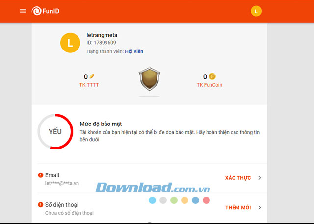 Giao diện trang cá nhân của người dùng