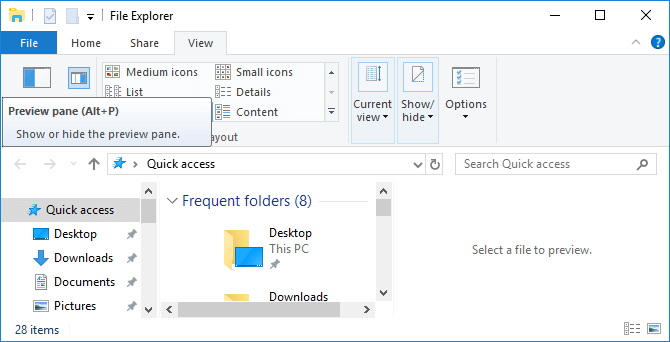 Tắt bảng xem trước File Explorer