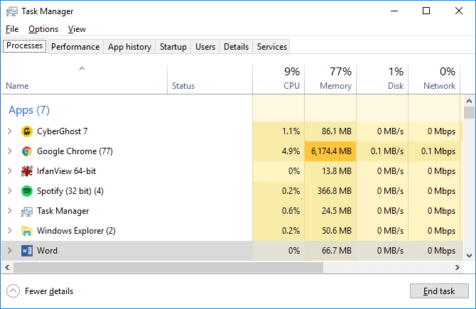 Đóng ứng dụng qua Task Manager
