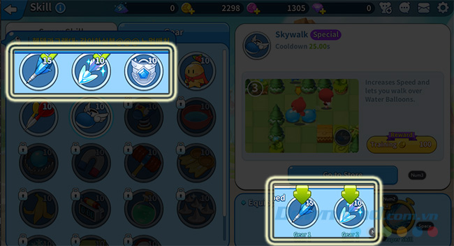 Thay đổi vật phẩm khi chơi Boom M