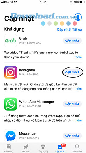 Cập nhật ứng dụng