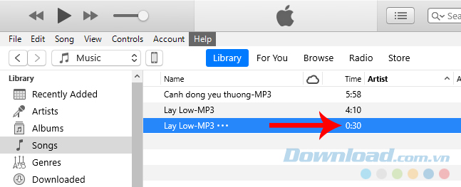File nhạc mới được tạo