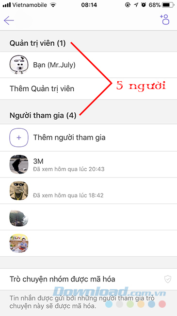 Danh sách người trong nhóm