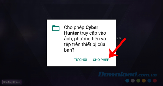 Chọn vào Cho phép