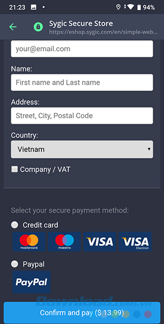 Điền thông tin mua hàng