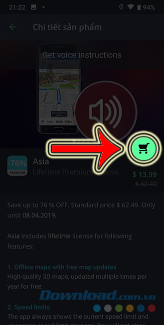 Chọn vào biểu tượng mua hàng