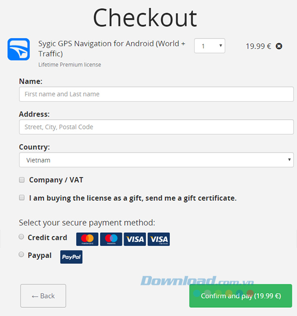 Điền thông tin mua hàng