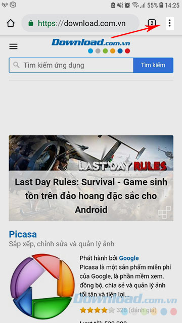 Truy cập Website rồi nhấn nút 3 chấm