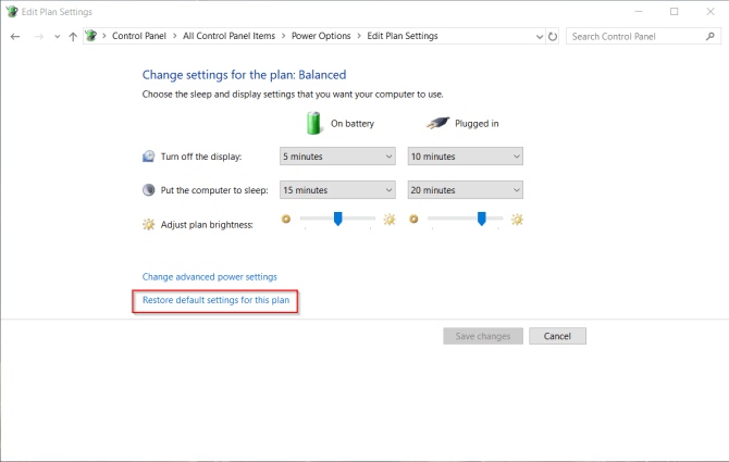 Khôi phục cài đặt mặc định cho nguồn điện trên WIndows 10