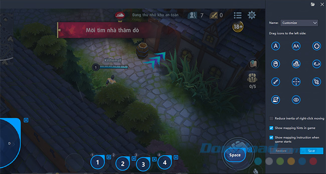 Cài đặt bàn phím chơi Survival Heroes