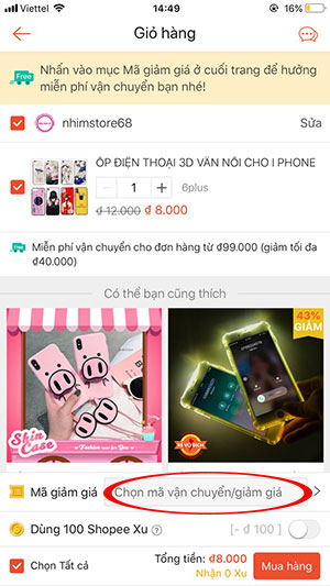 Chọn mã giảm giá