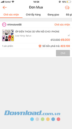 Chờ xét duyệt đơn hàng