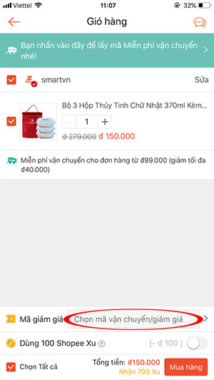 Chọn mã khuyến mại