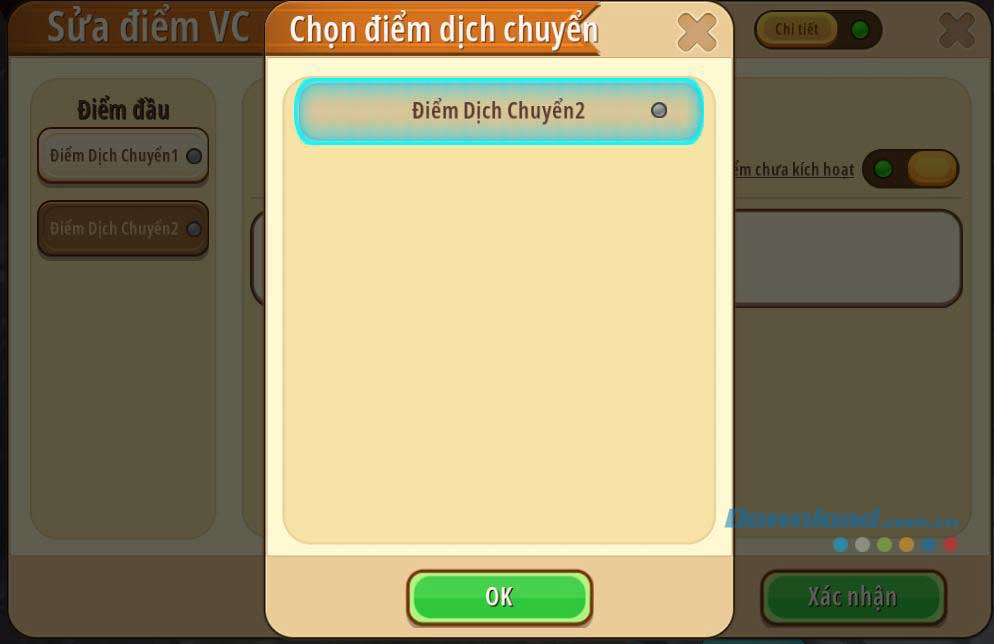 Chọn điểm dịch chuyển số 2