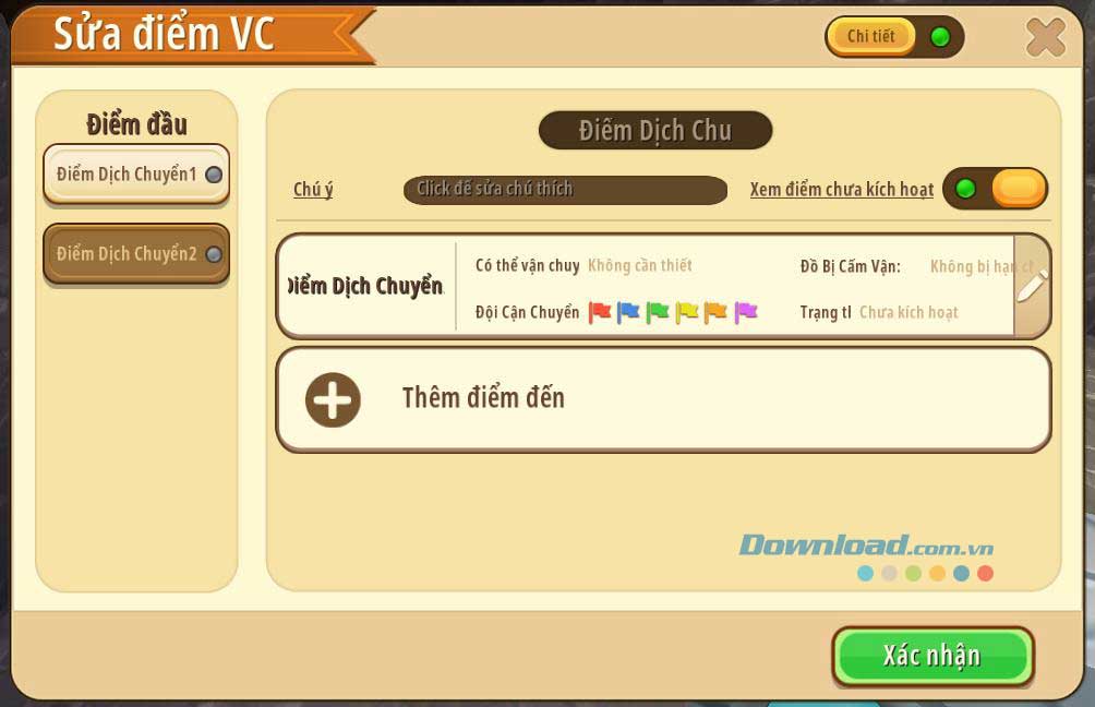 Thiết lập quy tắc dịch chuyển