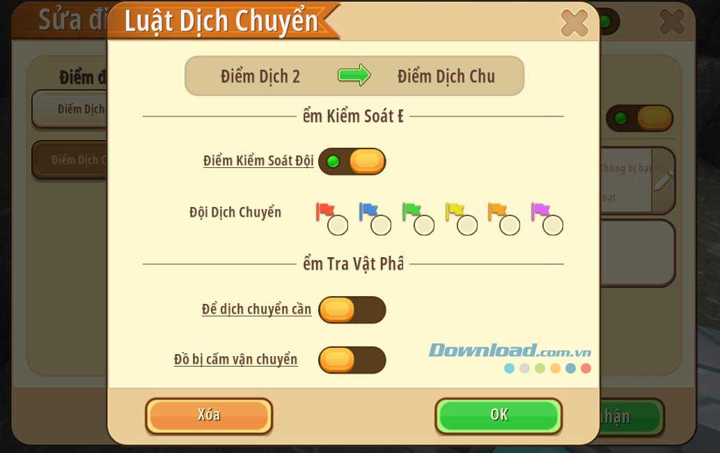 Thiết lập quy tắc dịch chuyển