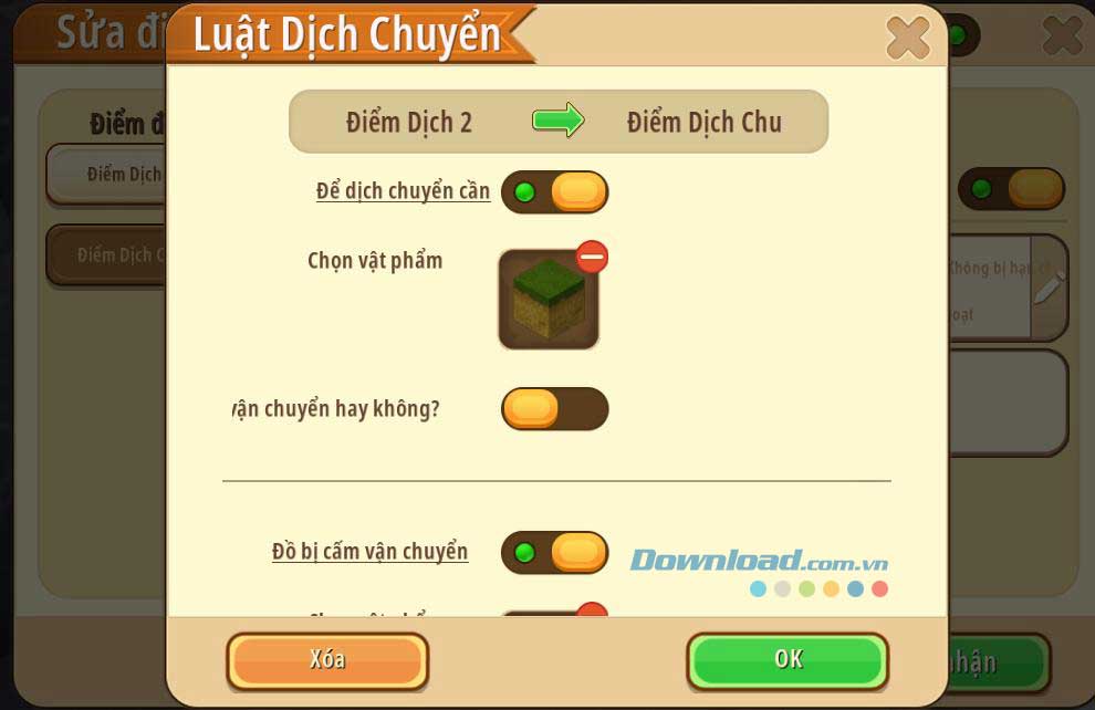 Lựa chọn đồ vận chuyển hay cấm vận trong Mini World