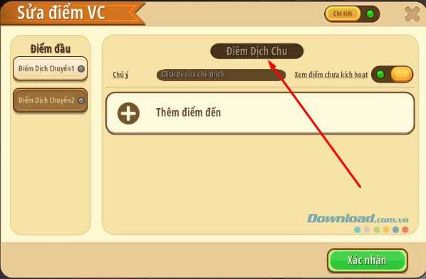 Thiết lập thuộc tính điểm dịch chuyển trong Mini World